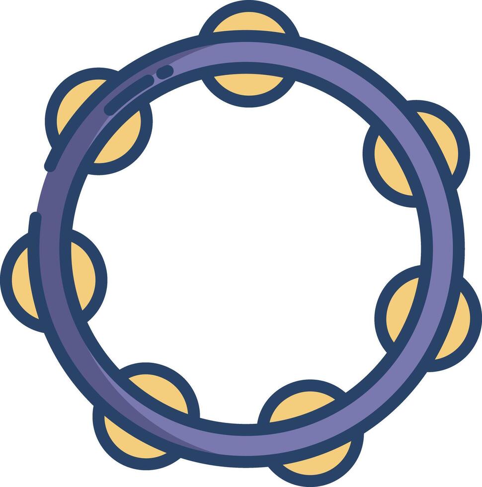 Tambourine linear color illustration vector