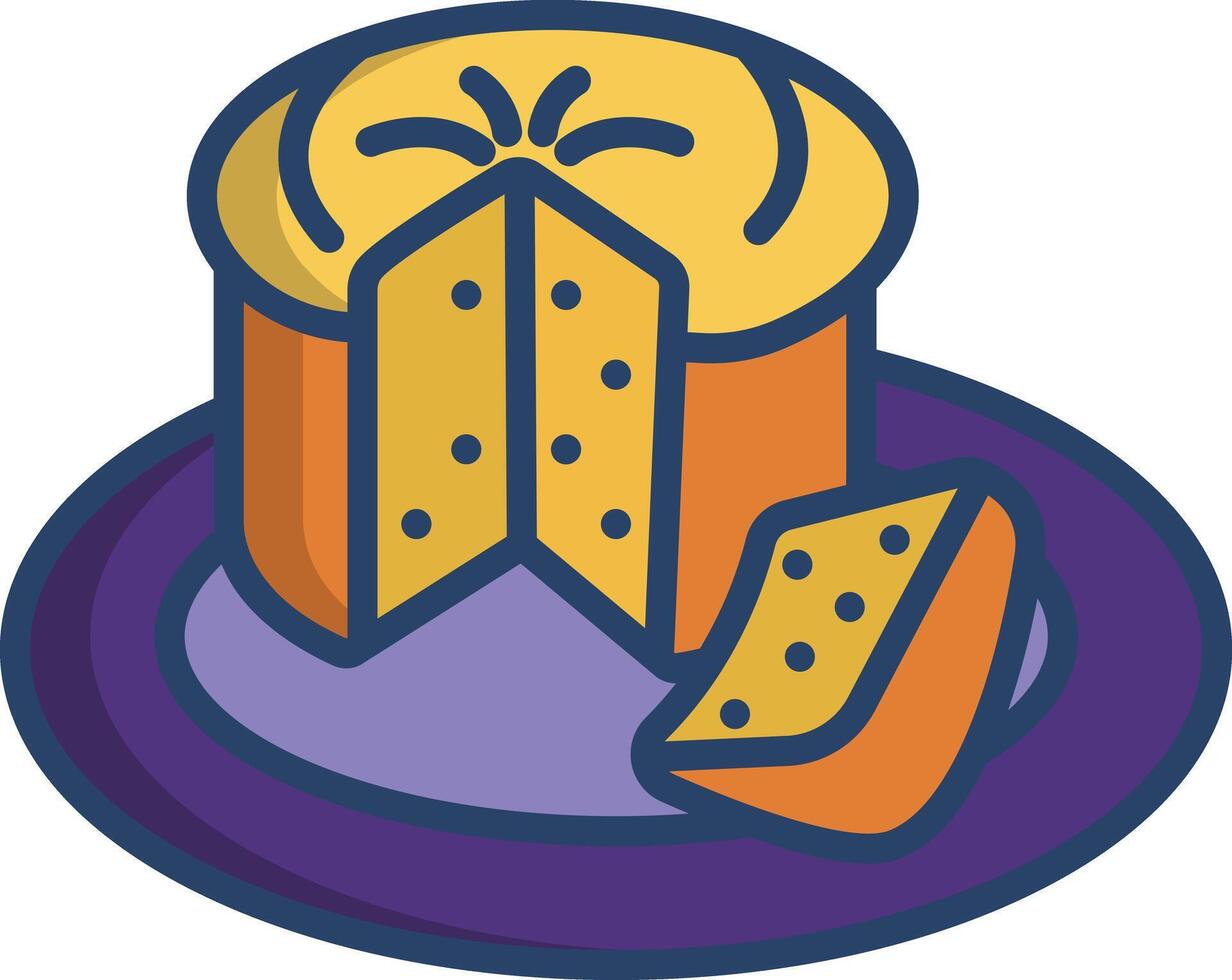 Panettone sweet linear color illustration vector