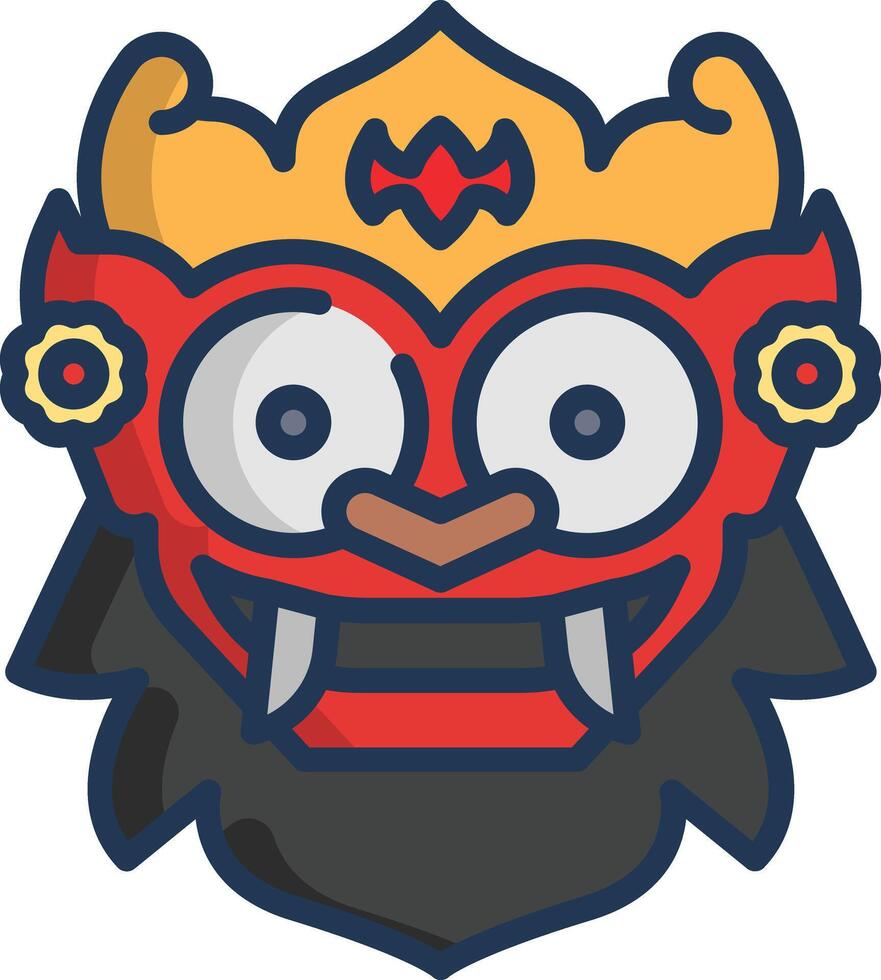 Barong Mask linear color illustration vector