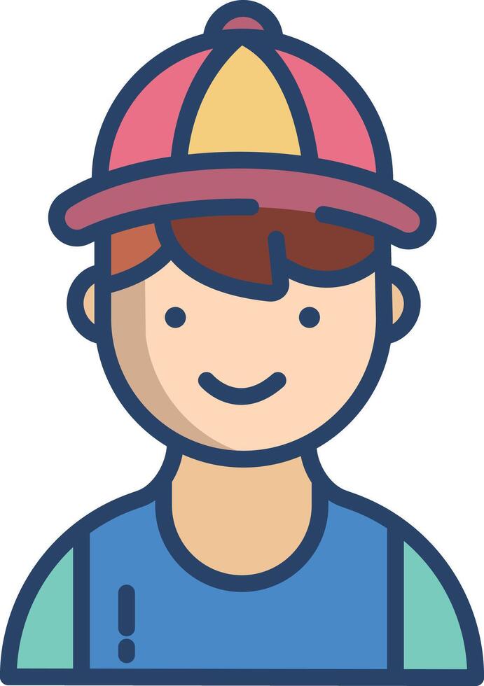 Boy linear color illustration vector