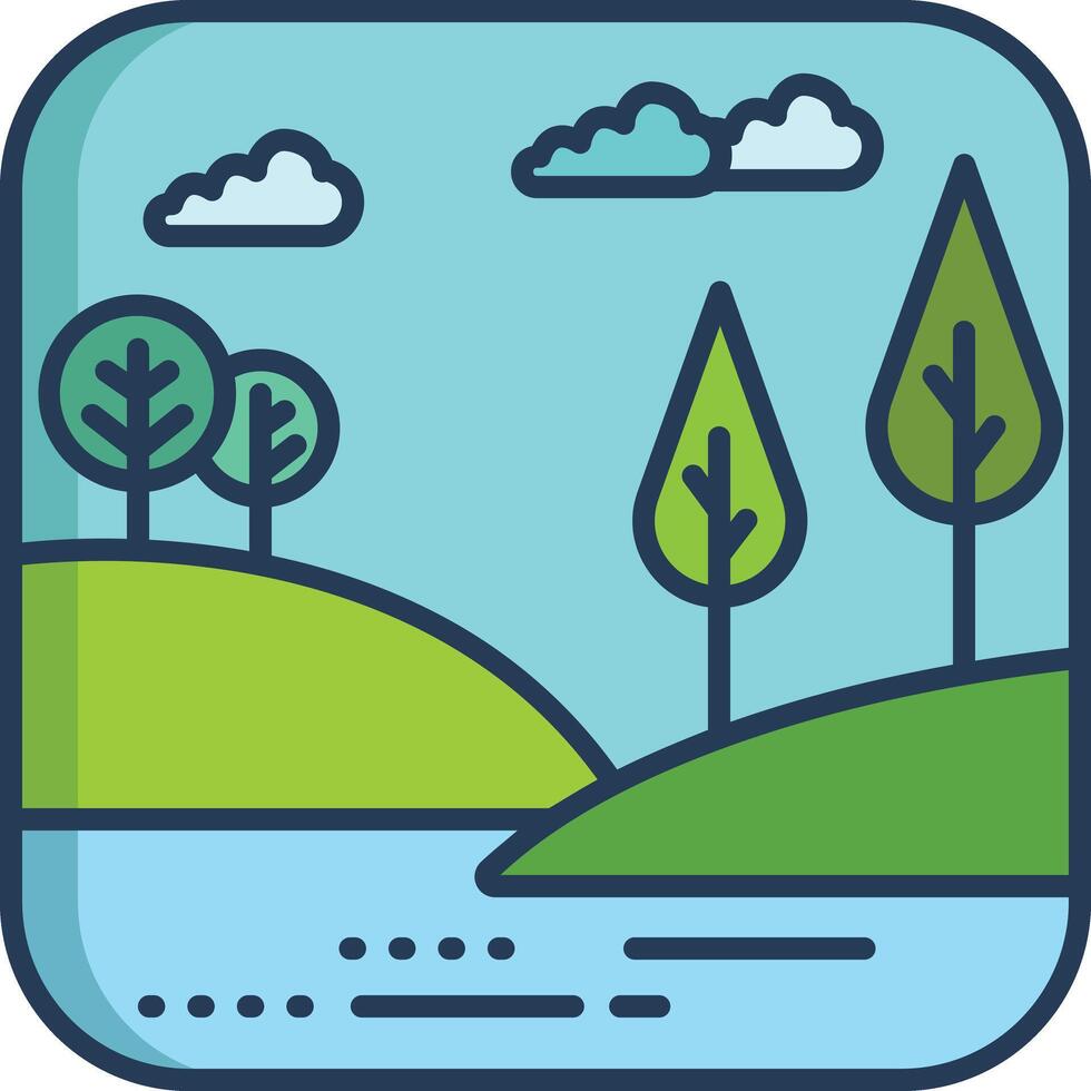 landscape linear color illustration vector