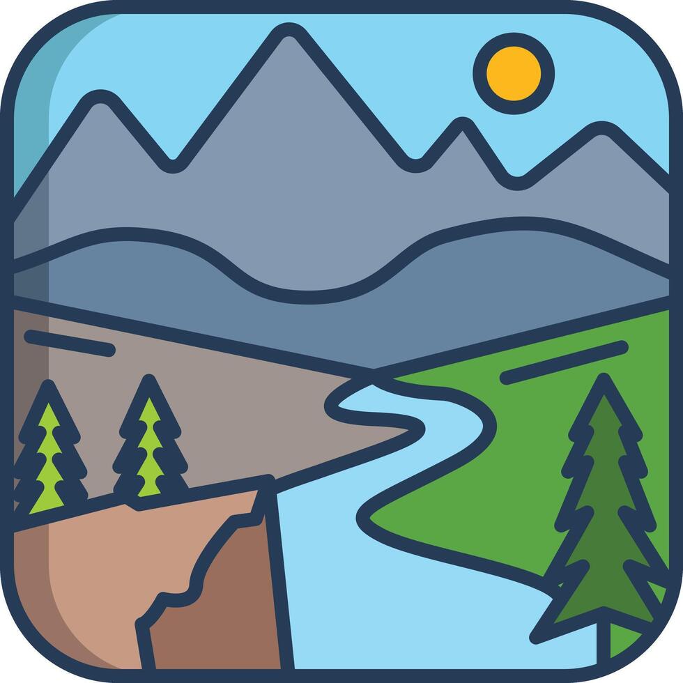 landscape linear color illustration vector