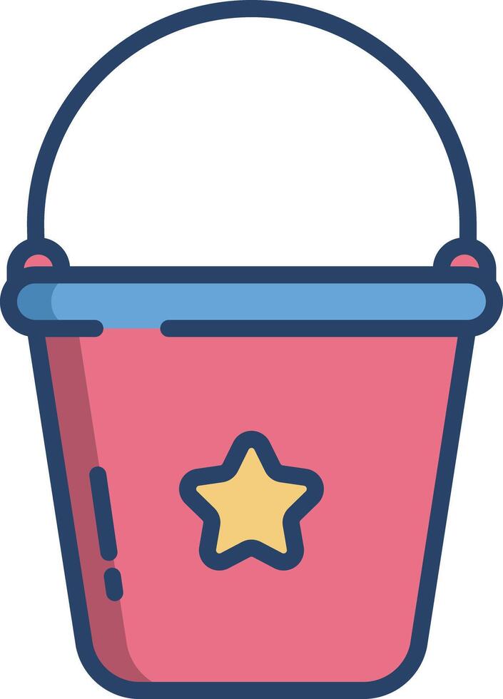 Bucket linear color illustration vector