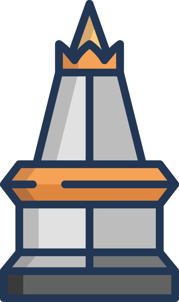 Tugu Jogja linear color illustration vector