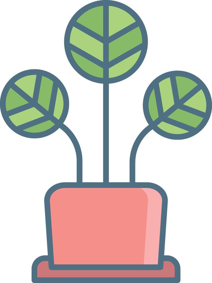ripple peperomia plant linear color illustration vector