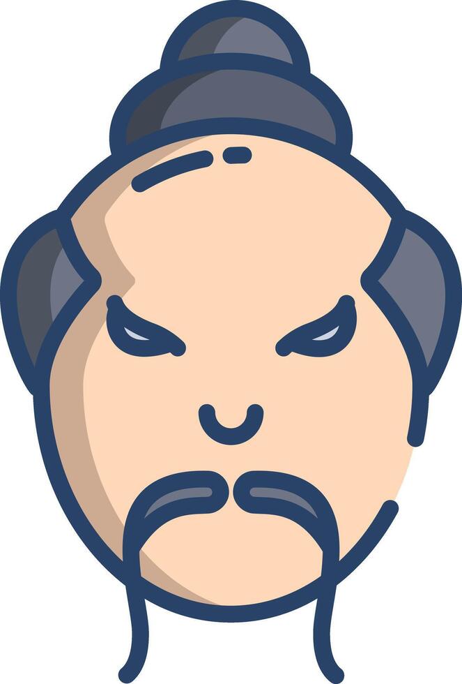 Samurai linear color illustration vector