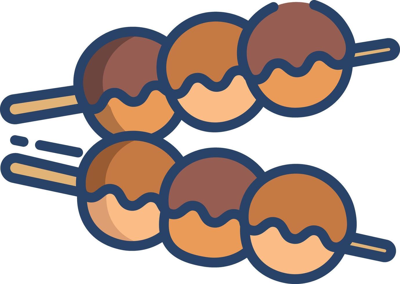 Takoyaki linear color illustration vector
