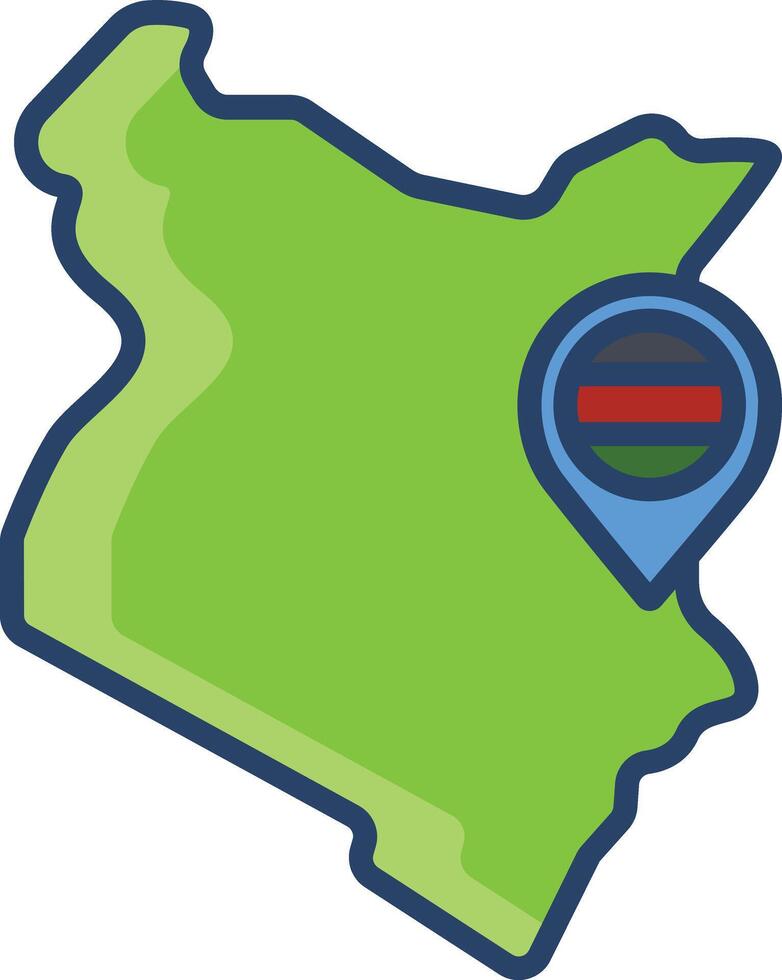 Kenya Map linear color illustration vector