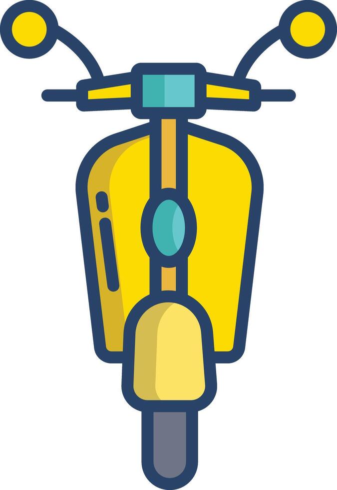 retro moped linear color illustration vector