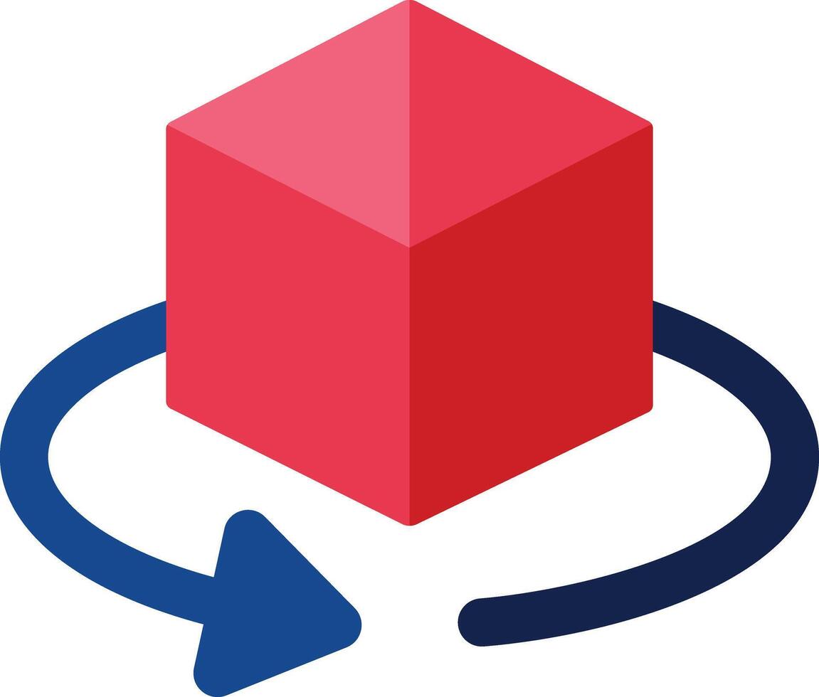 a red cube with a blue arrow pointing to it vector