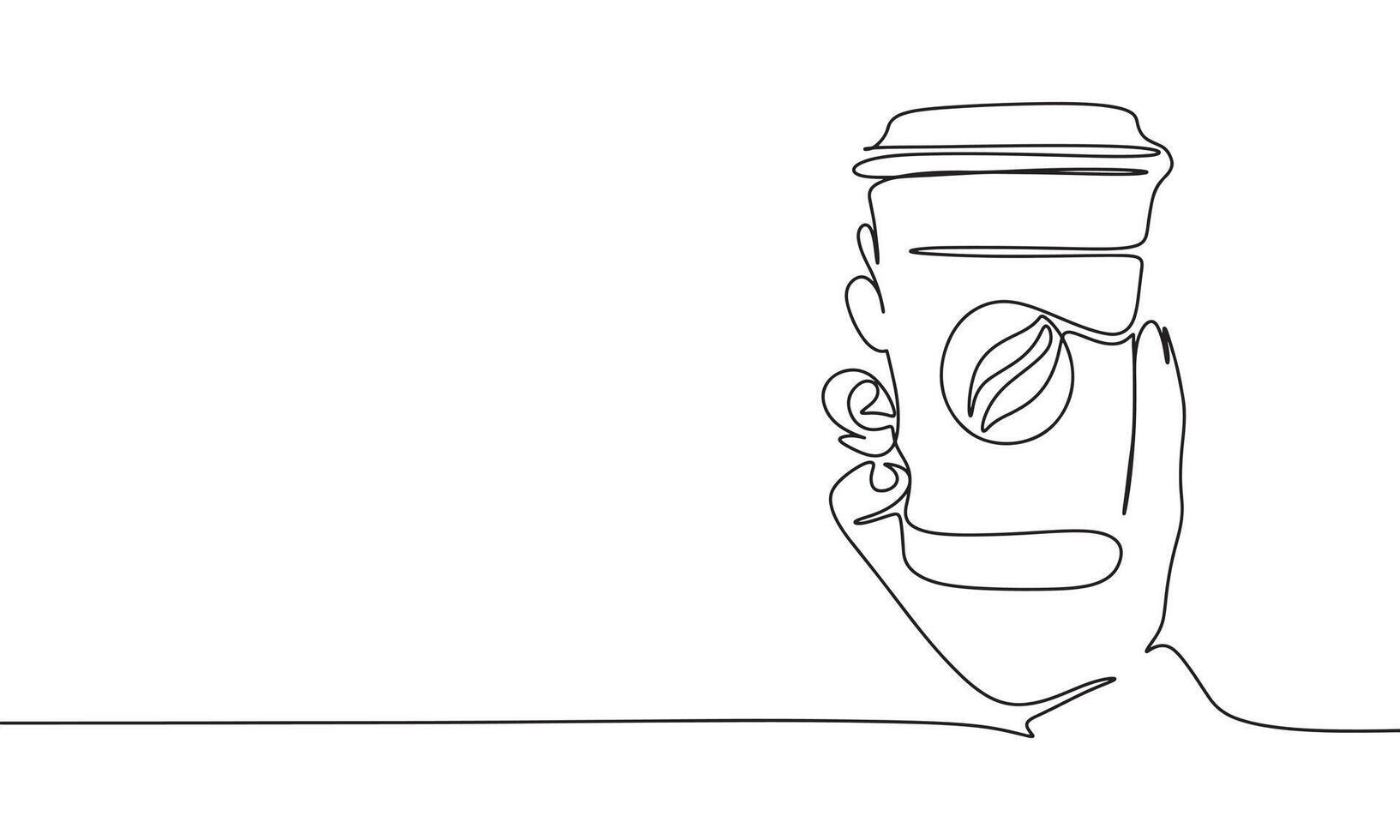 Coffee cup one line continuous. Cup of coffee line art. Hand drawn art. vector