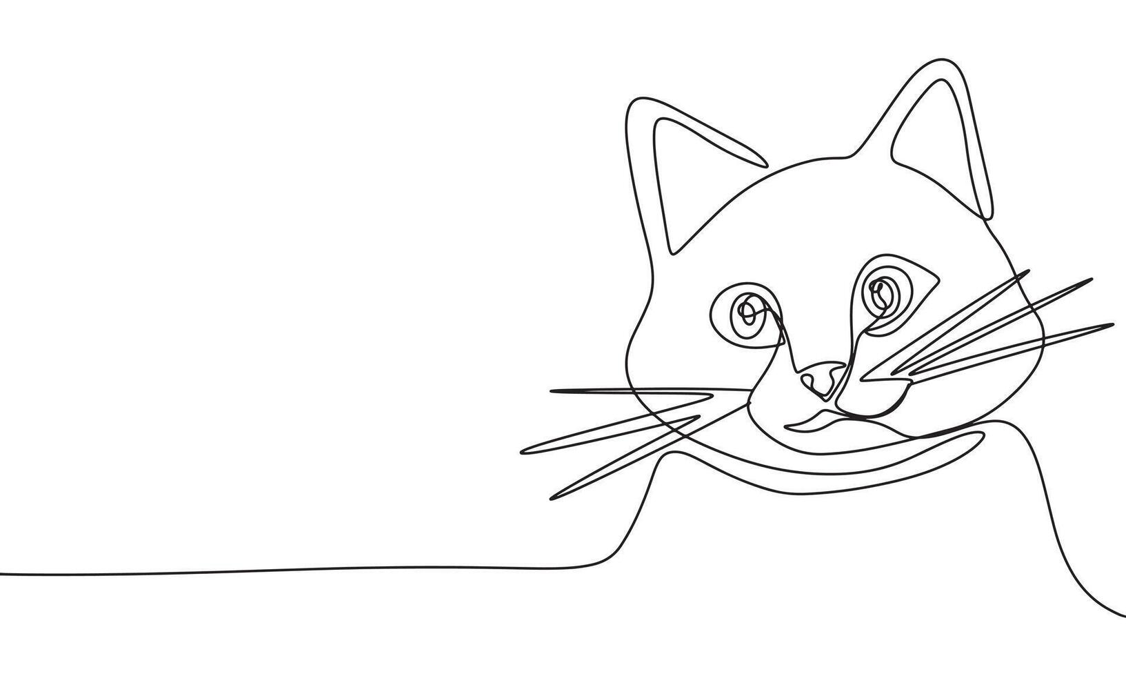 Cat face one line continuous. Line art cat face. Hand drawn art. vector