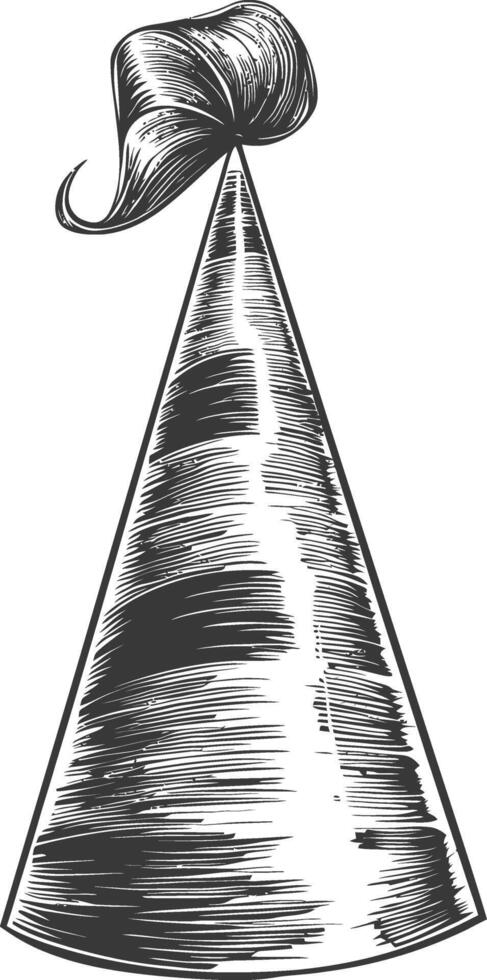 birthday hat with engraving style black color only vector