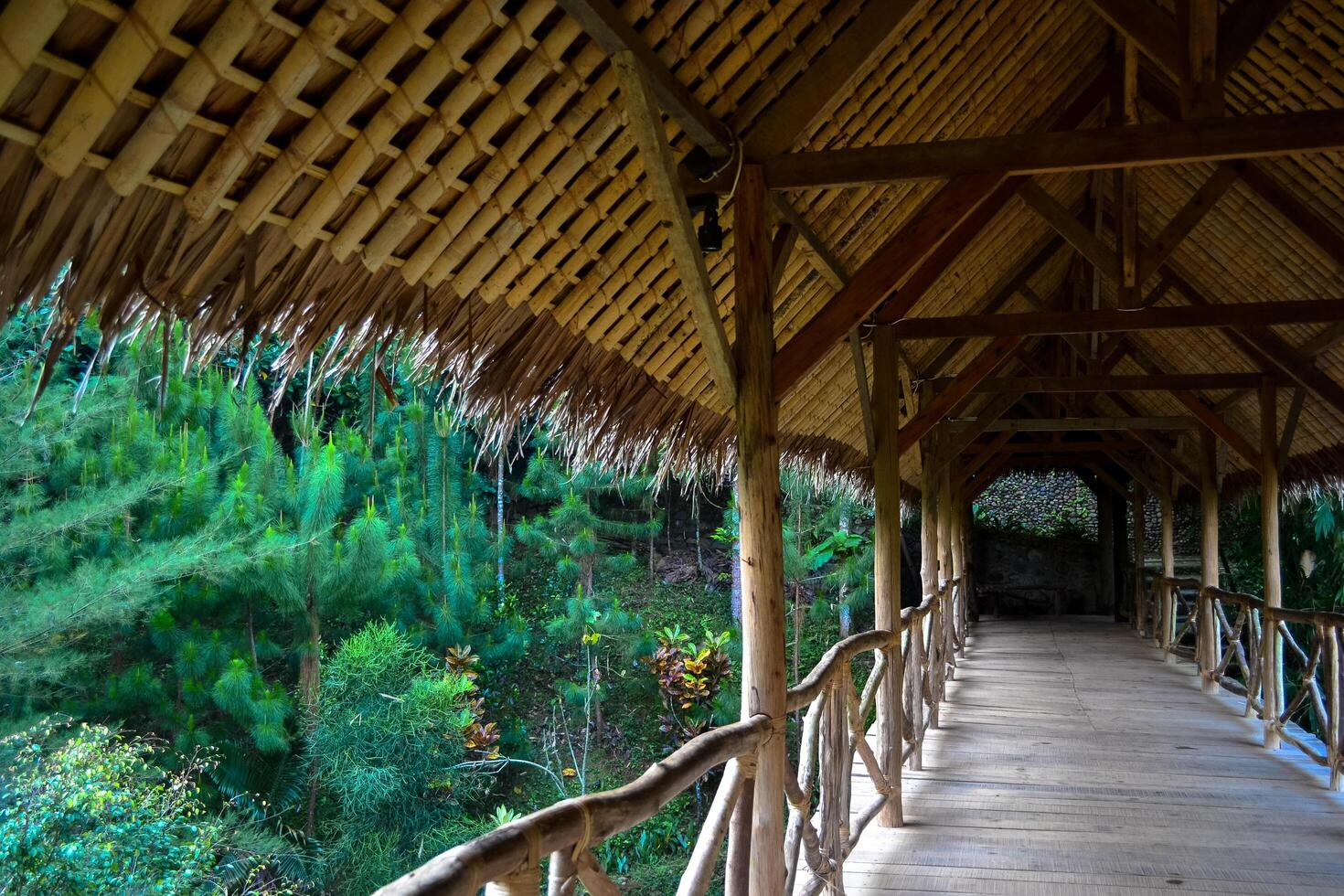 The atmosphere Wooden bridge in Lerep Ungaran Semarang Art Village photo