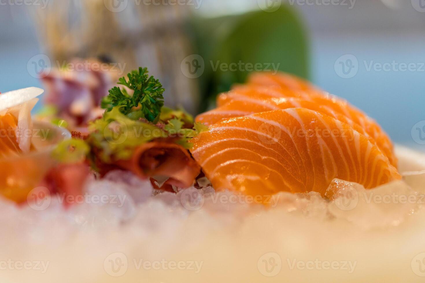 Fresh raw salmon sashimi photo