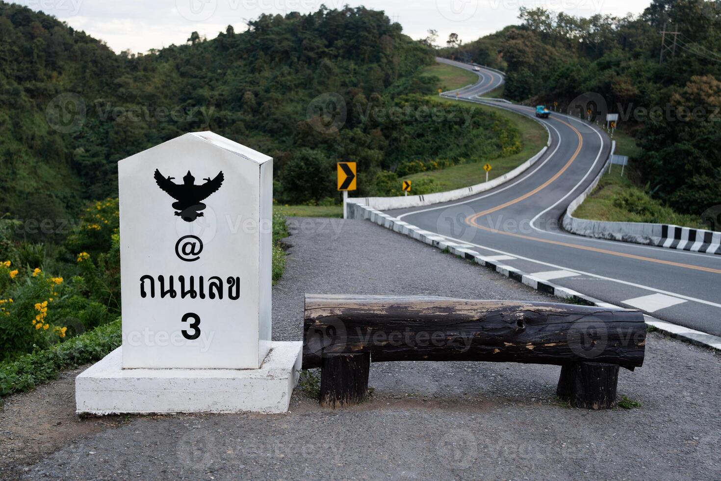 Road No.1081, look like number 3, it is way from Pua to Bo Kluea District, Nan province, Thailand photo