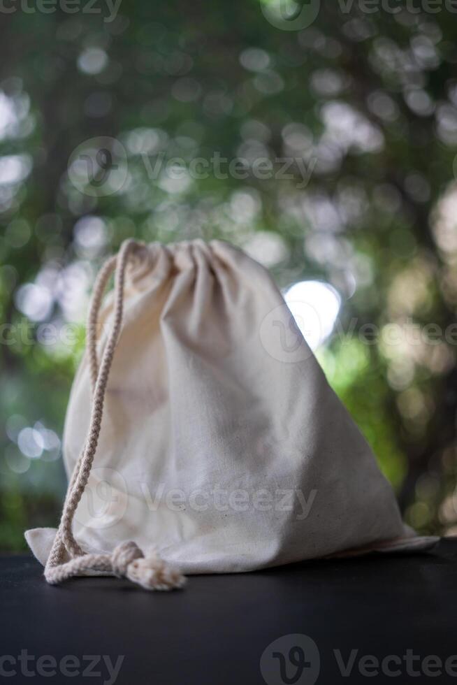 White blank drawstring bag photo