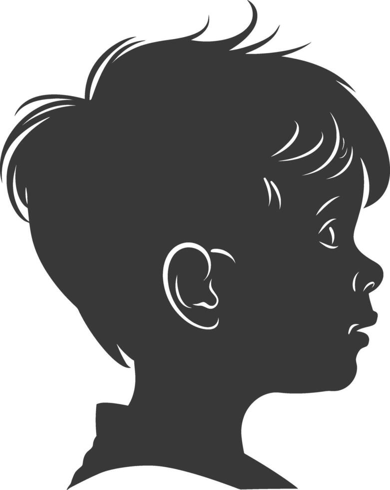 silhouette little boy head collection set black color only vector