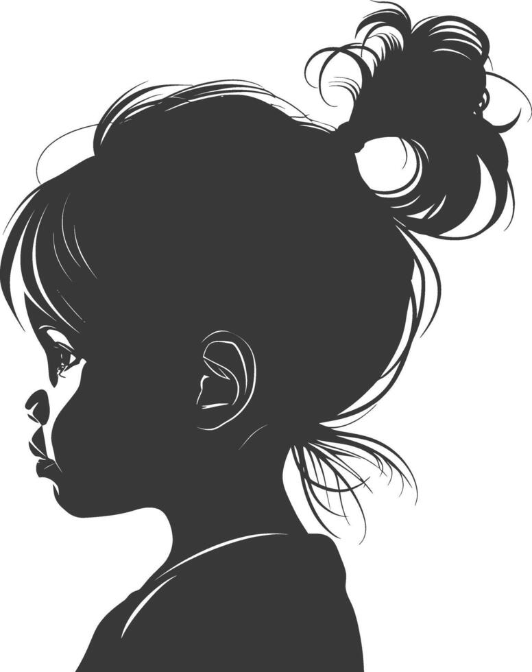 silhouette little girl head collection set black color only vector