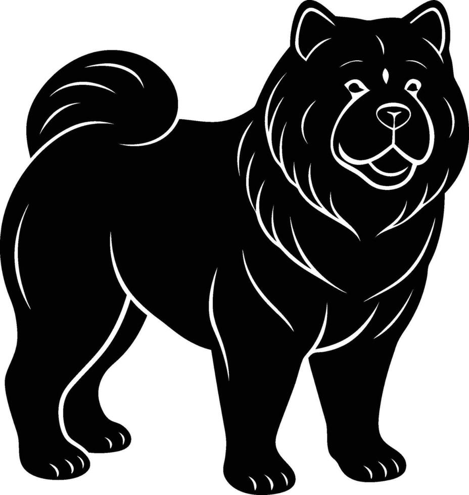 Chow Chow dog animal illustration black Silhouette vector