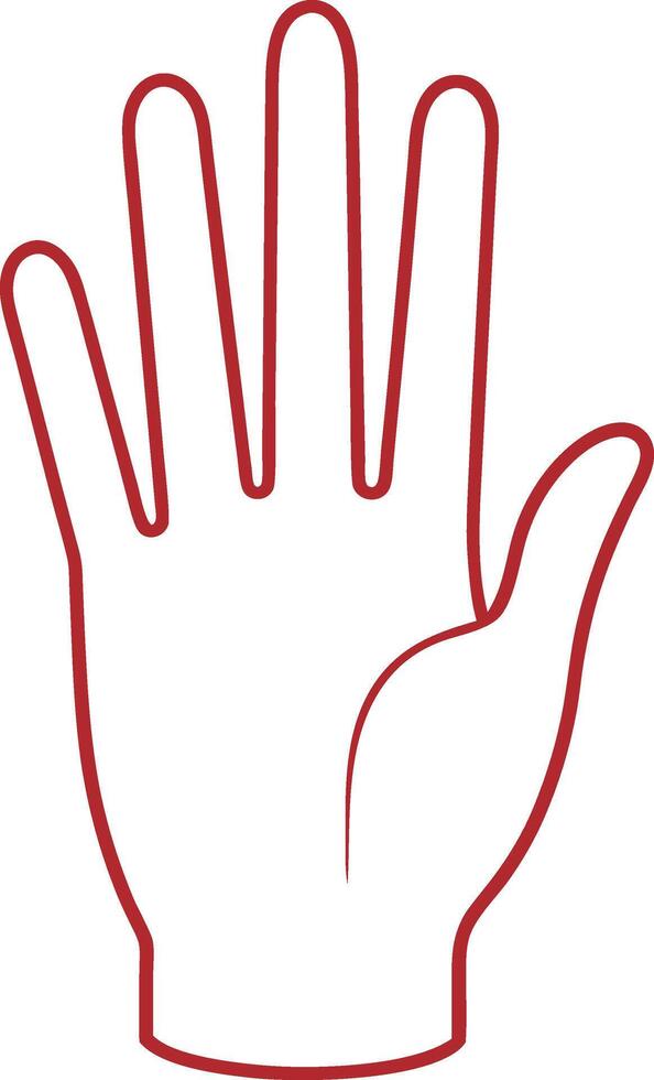 Illustration of a red color outline hand vector