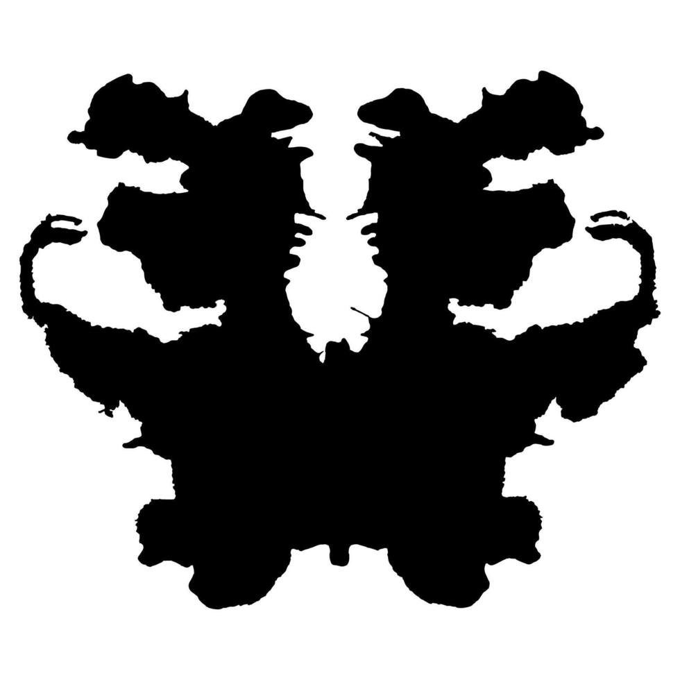 Rorschach inkblot black silhouette isolated on white background. vector