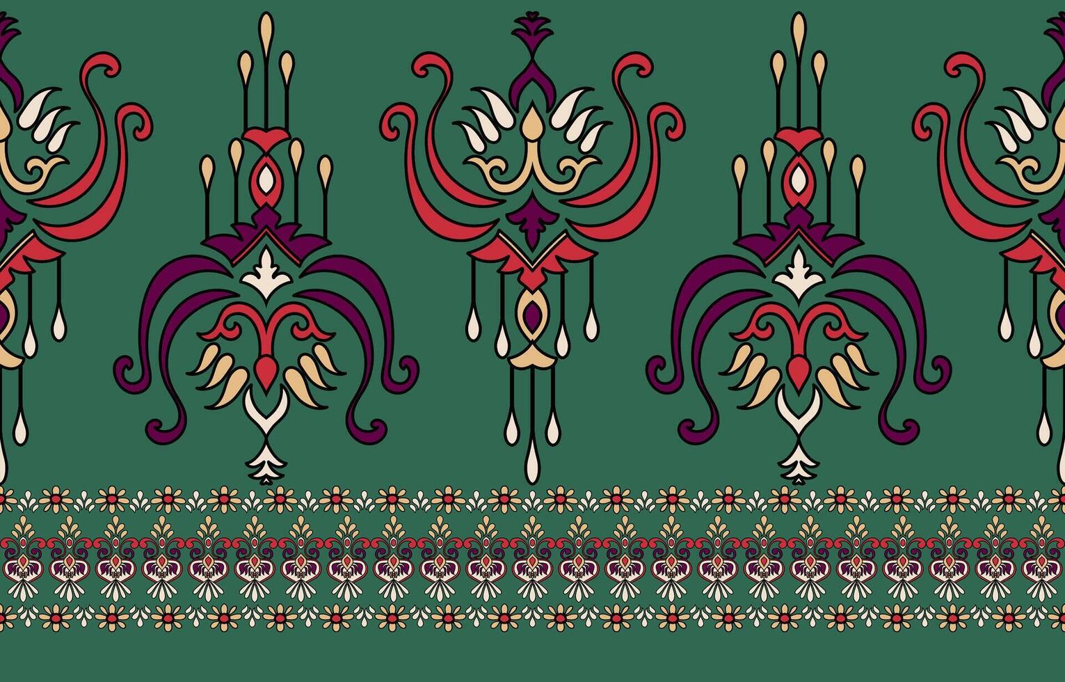 Carpet components. black stripes. rug Oriental ornament with floral motifs. Indian design element for henna tattoo, adult coloring book, greeting card, wedding invitation or spa beauty flyer. vector