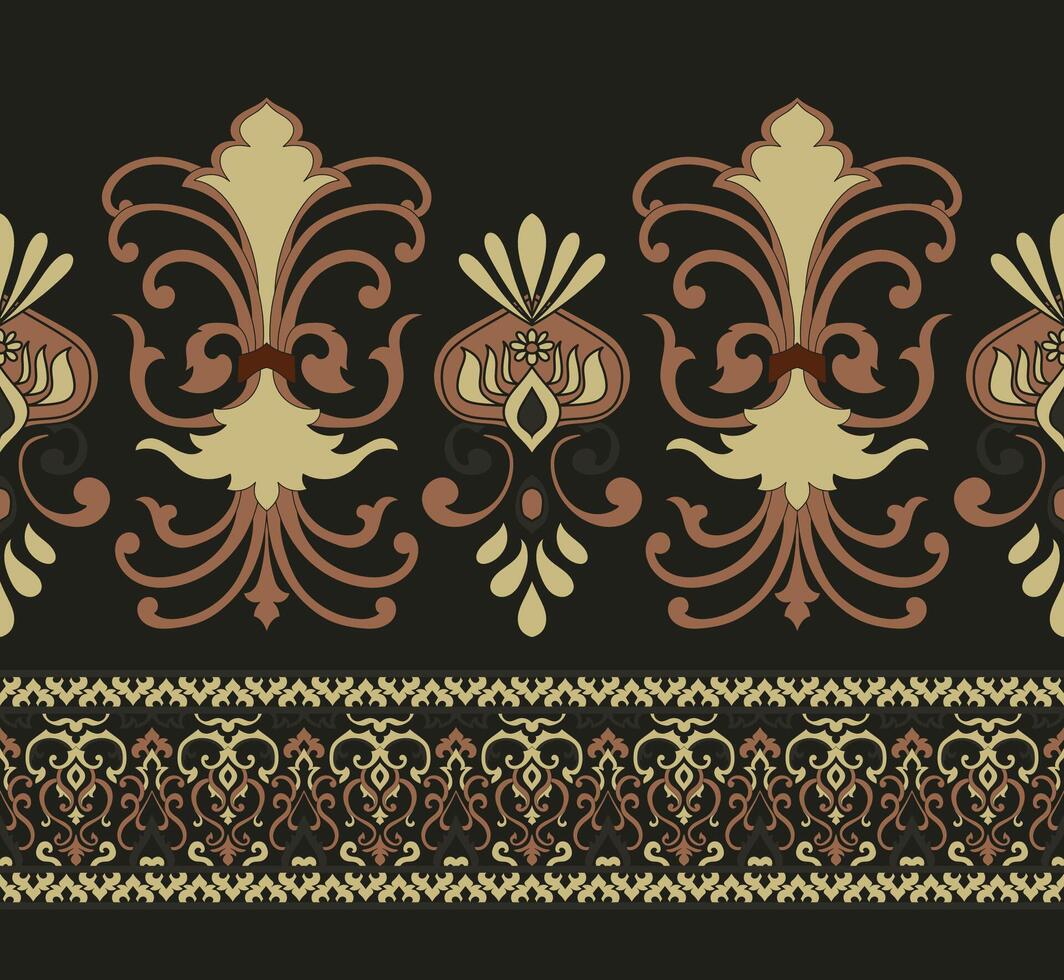 Ikat embroidery seamless paisley pattern, traditional ethnic style. Abstract Aztec style design for textures, fabric, clothing, wrapping, decoration. vector