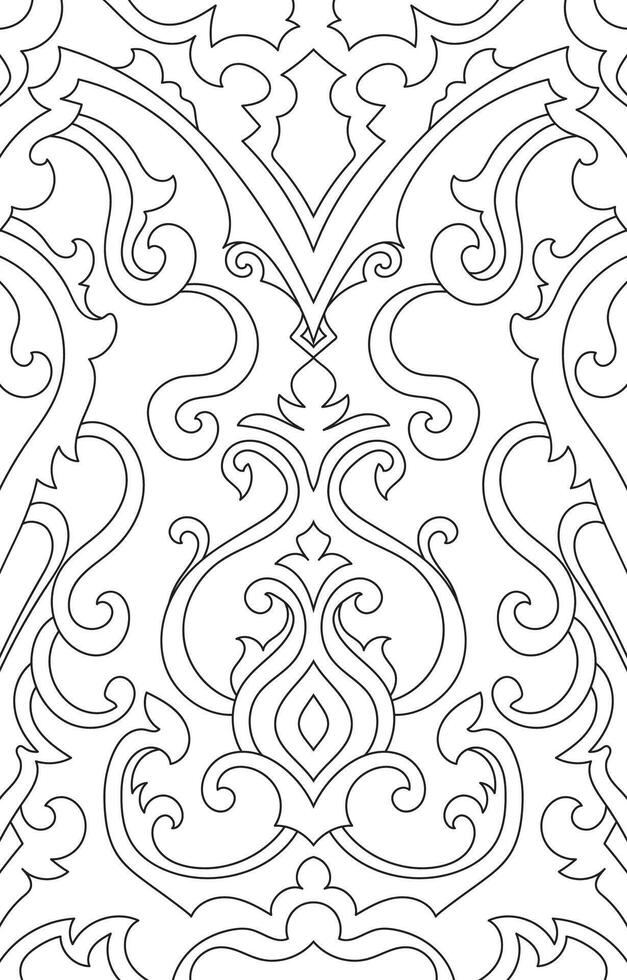 Abstract scrolling wood lines for assembling ethnic fabric patterns. Colorless decorative pattern vector