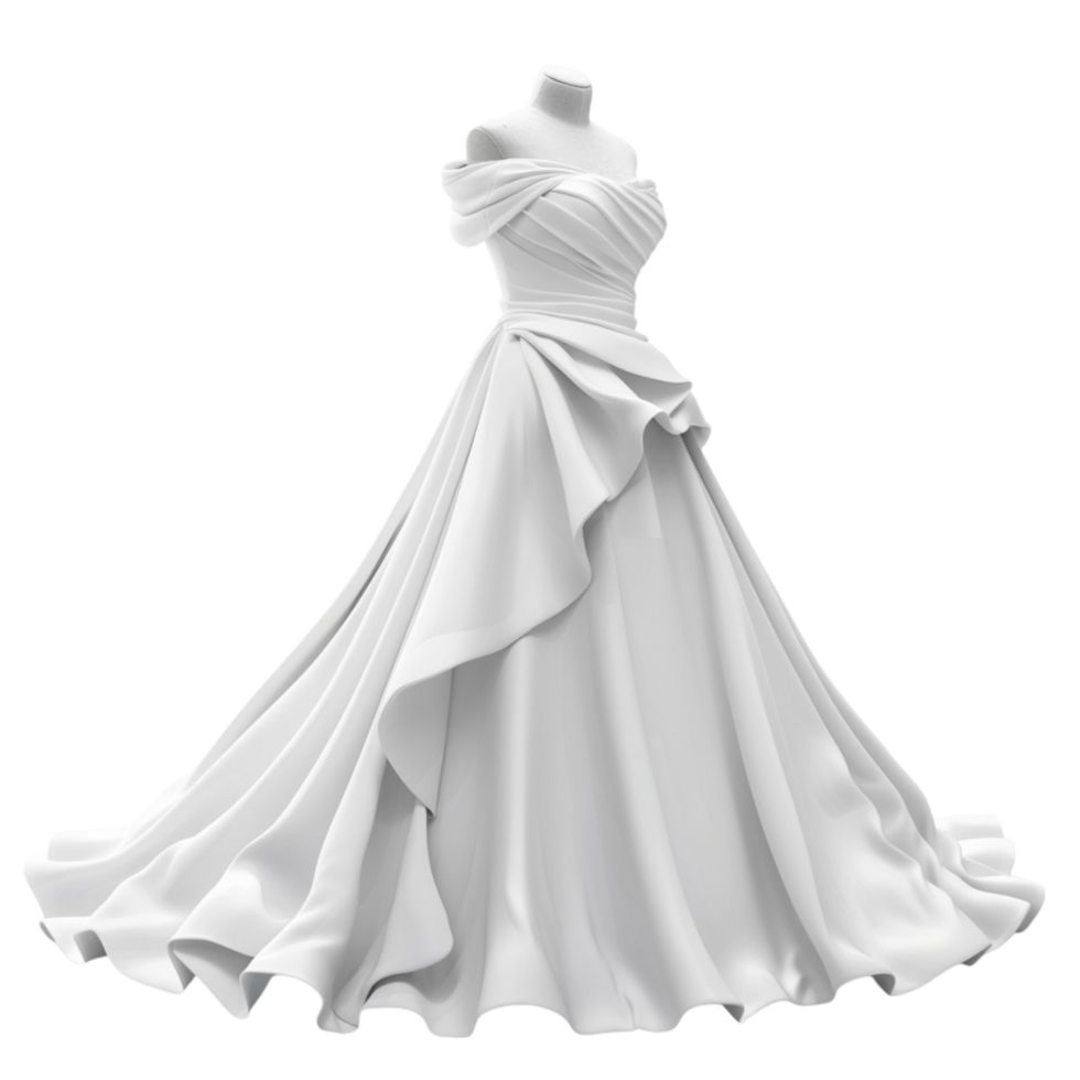 A wedding dress on a mannequin, on a transparent background. png