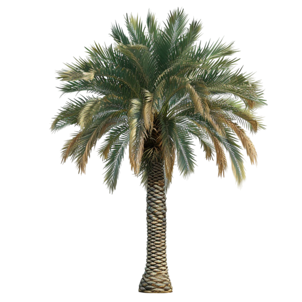 A palm tree with big leaves on a transparent background. png