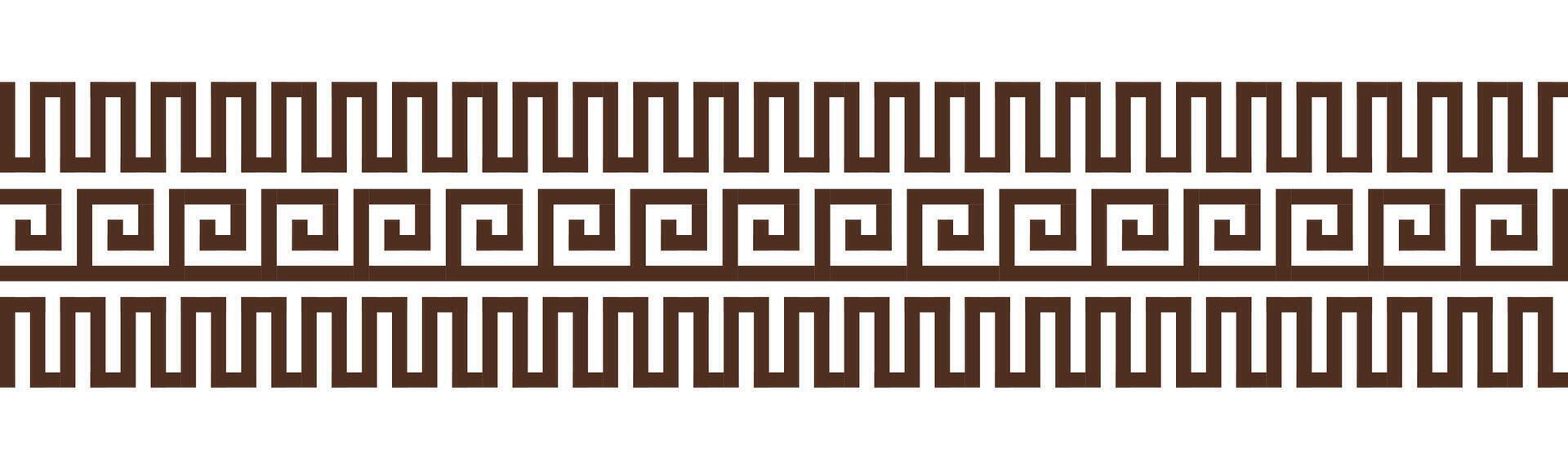 Greek key seamless border pattern collection. Decorative ancient meander, Greece ornament with repeated geometric motifs vector