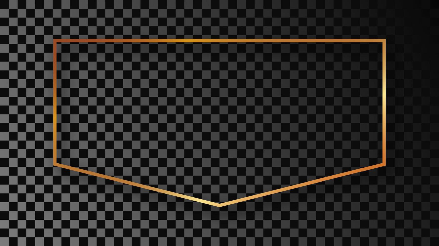 Gold glowing frame with shadow vector