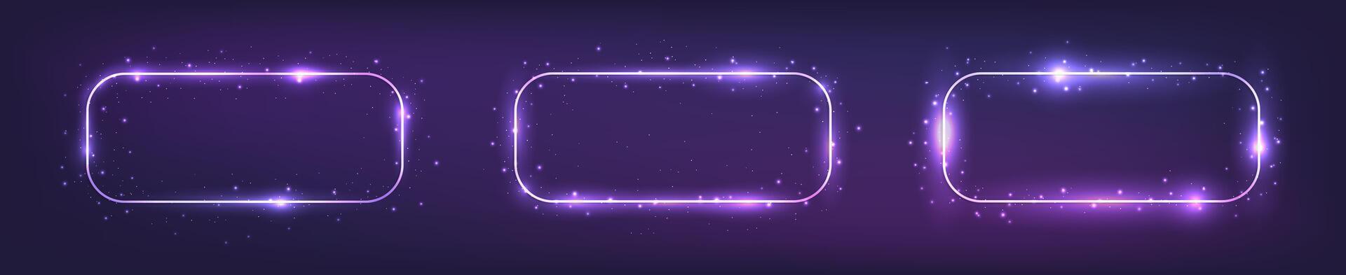 Set of neon frames with shining effects vector
