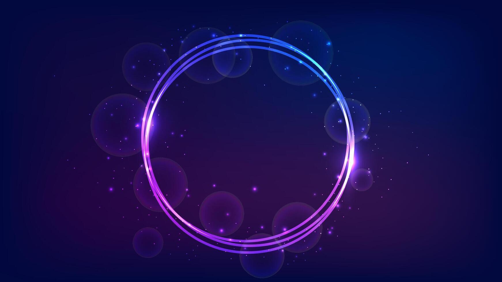 Neon round frame with shining effects and sparkles vector