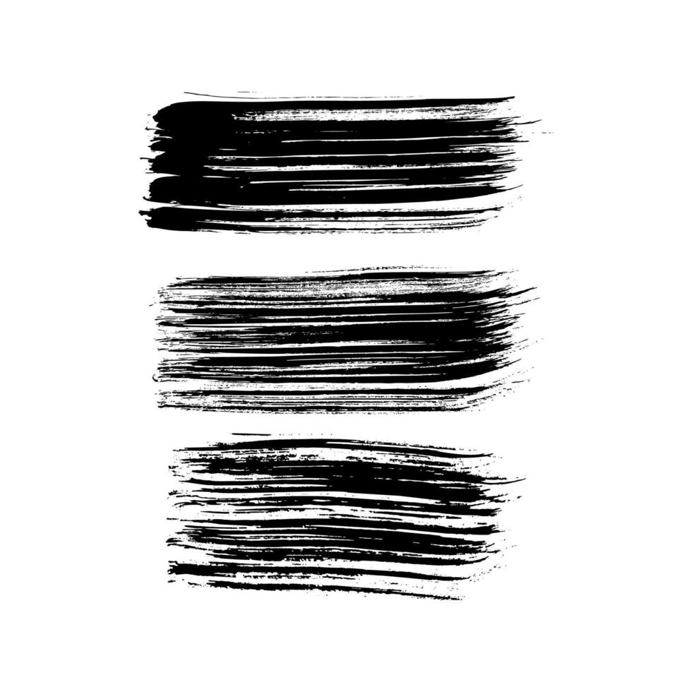 Set of black hand drawn brush strokes vector
