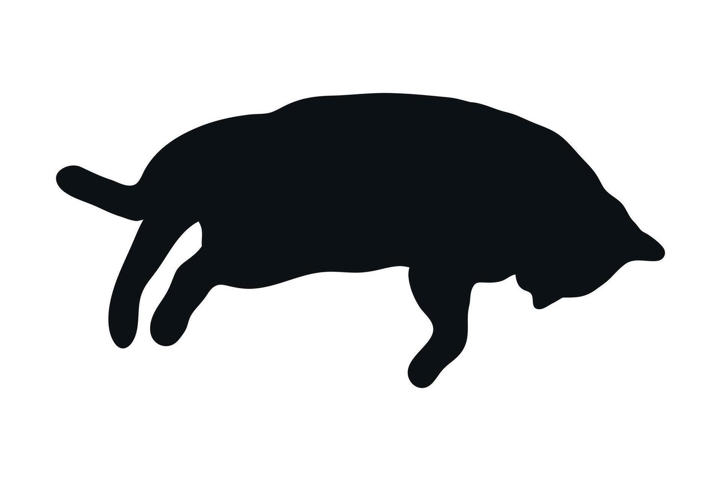 Cute lying cat silhouette isolated on white background. The cat lies belly up. Feline shadow. illustration vector