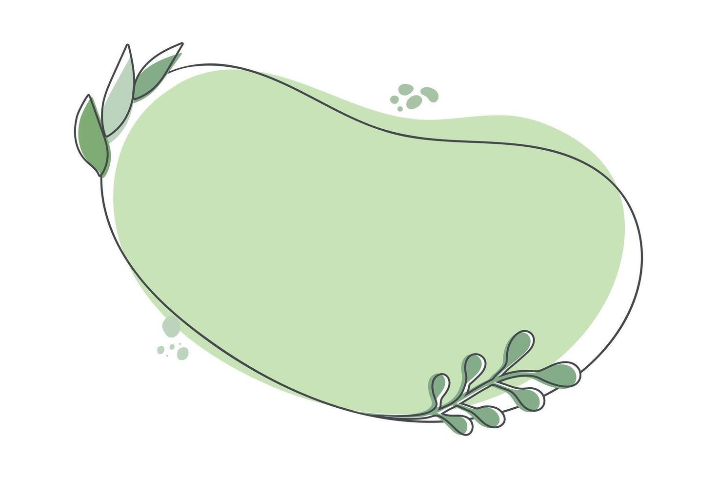 Hand drawn frame for text with leaves and lines. Simple doodle template with copy space. illustration vector