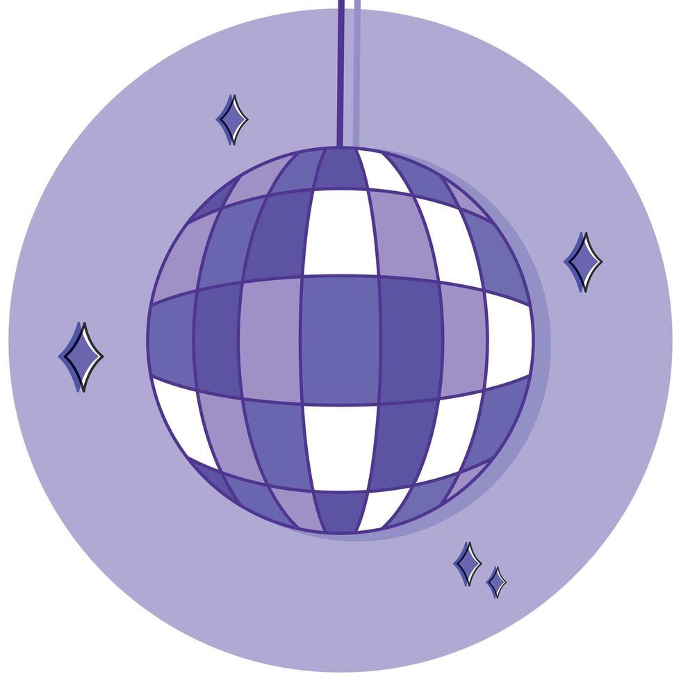 Sparkling bright disco ball in purple colors. illustration vector
