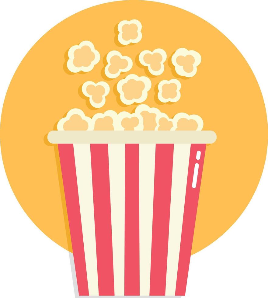 Popcorn icon on yellow background. Icon in flat style. illustration vector