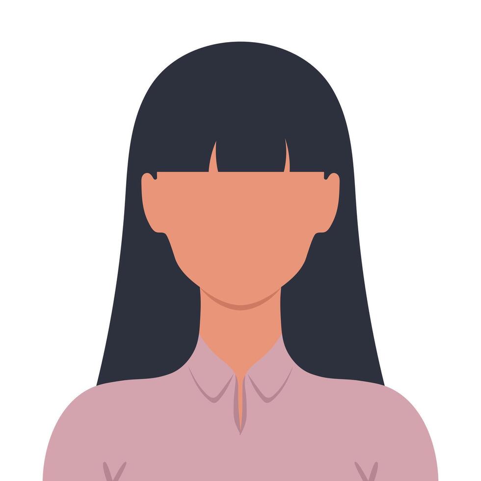 Abstract faceless young woman with bangs hairstyle. Abstract avatar. illustration vector