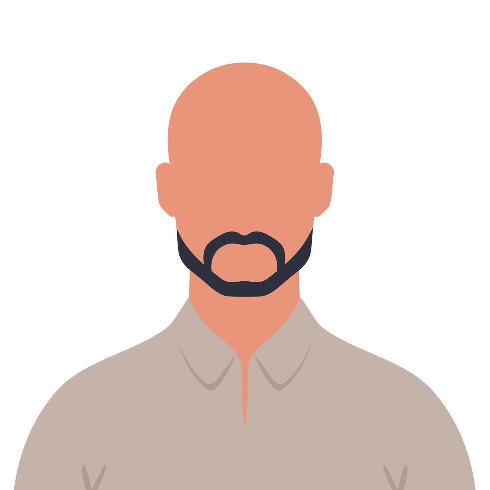 Abstract faceless bald man with beard. Bald bearded male avatar. illustration vector