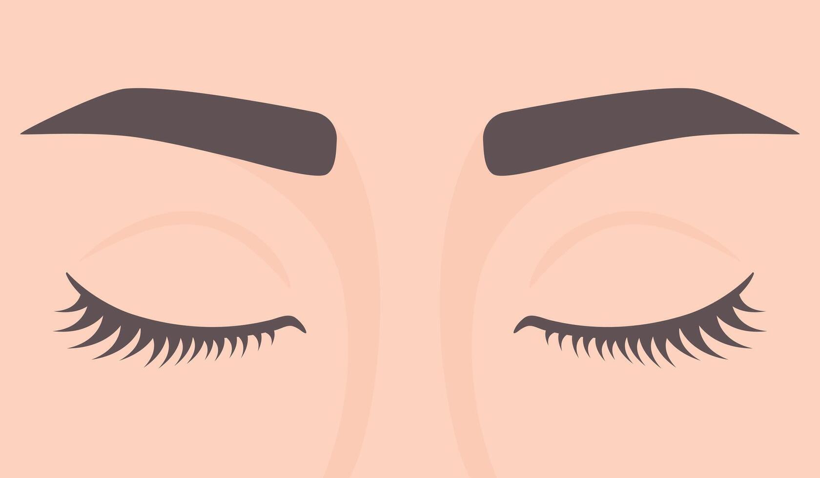 Woman with eyes closed. Closed eyes with lashes and eyebrows. illustration vector
