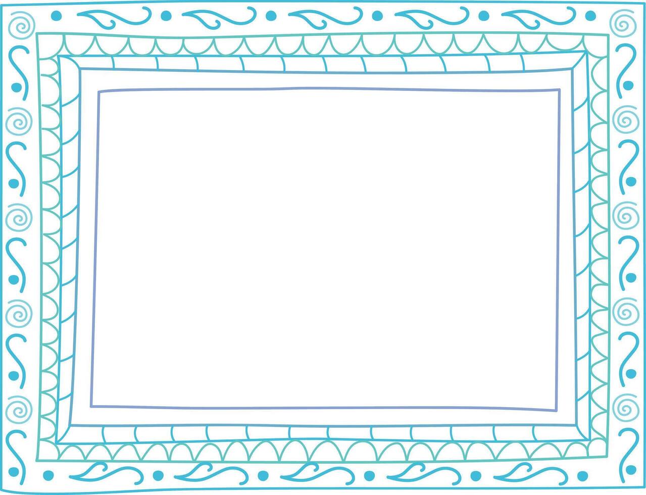 Hand drawn doodle frame in childish style. Light blue hand drawn frame. illustration vector