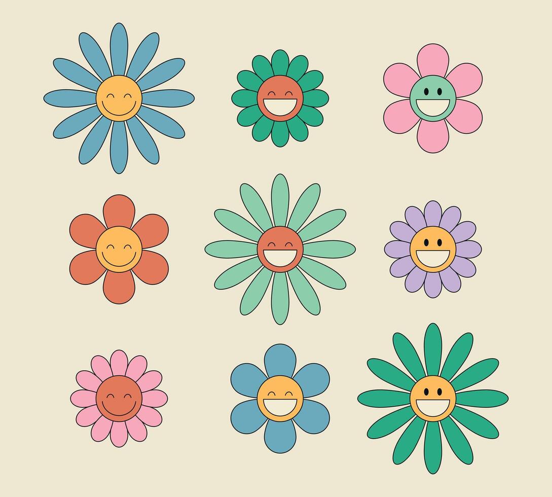 Cute Smiling Flower Cartoon Vector Icon Illustration. Flower
