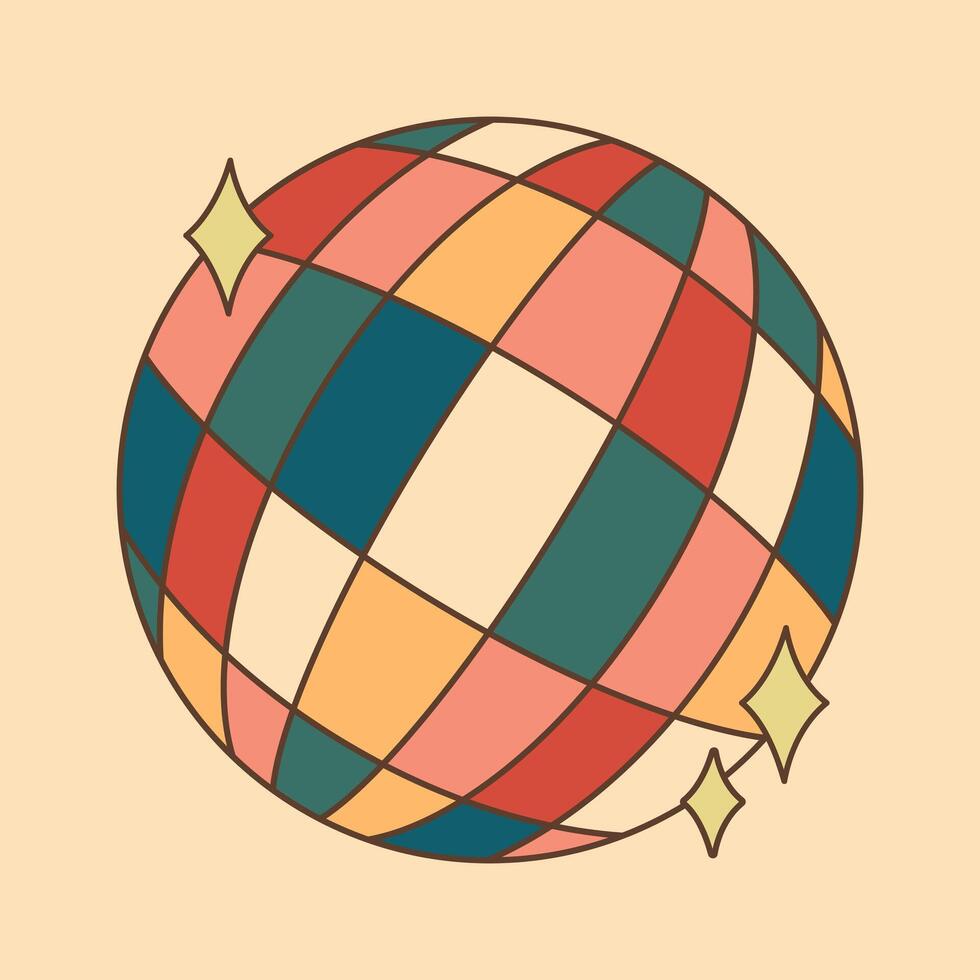Sparkling disco ball. Retro style. illustration vector