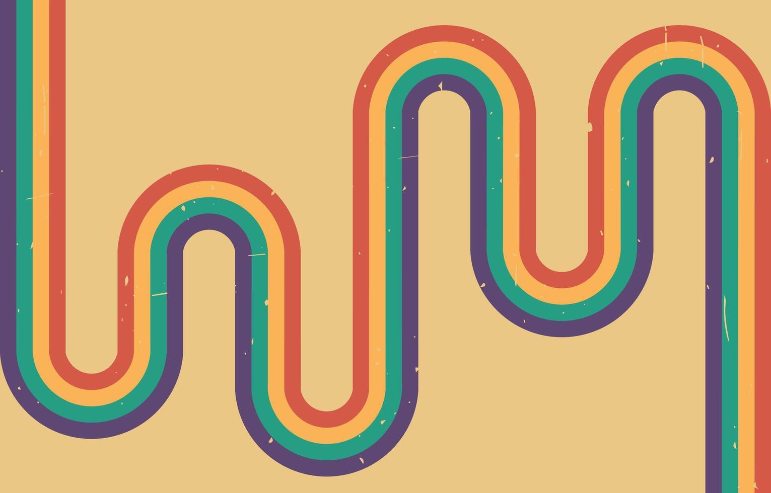 Retro vintage style stripes. Bright twisted wavy rainbow background. Grunge texture. illustration vector