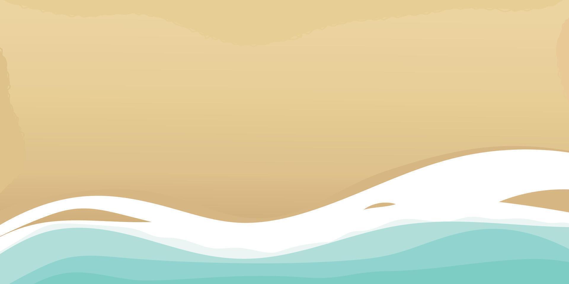 Blue sea and beach summer banner background with sand and waves. Blank space for text. illustration vector