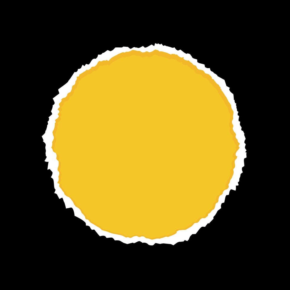 Cut and torn paper round shape template with empty space for text. Black and yellow template. illustration vector