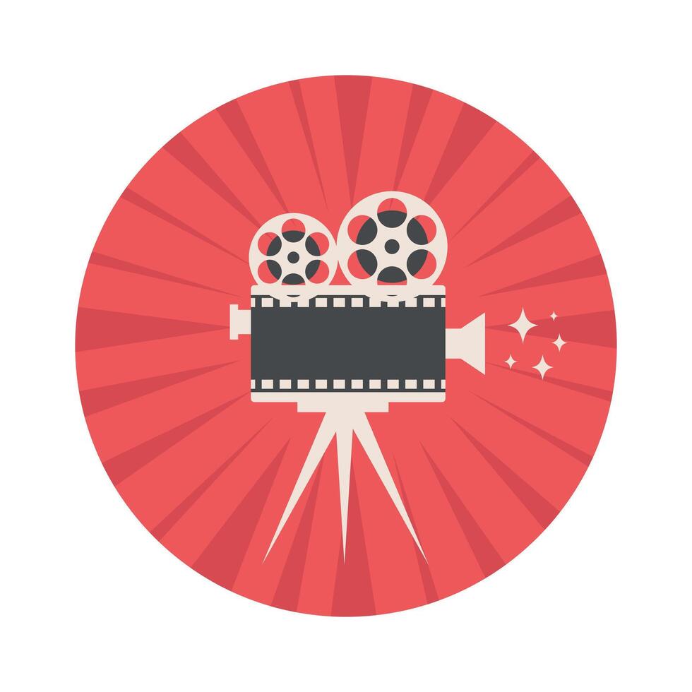 Retro camera emblem. Cinema and filmmaking concept. illustration vector